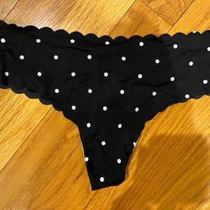 Victoria’s Secret, seamless thong, black with white polka dots, small